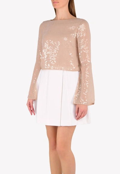 Rachel Gilbert Bell Sleeved Sequinned Top In Pink