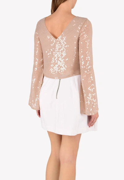 Rachel Gilbert Bell Sleeved Sequinned Top In Pink