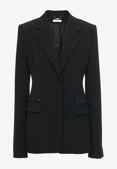 Shop Chloé Bell-shaped Wool Blazer In Black