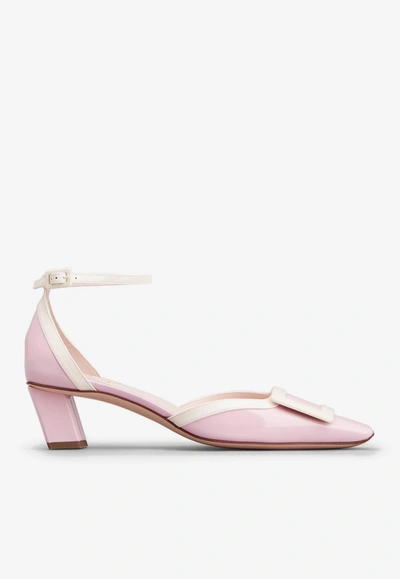 Shop Roger Vivier Belle Vivier 45 Lacquered Buckle Pumps In Patent Leather In Pink