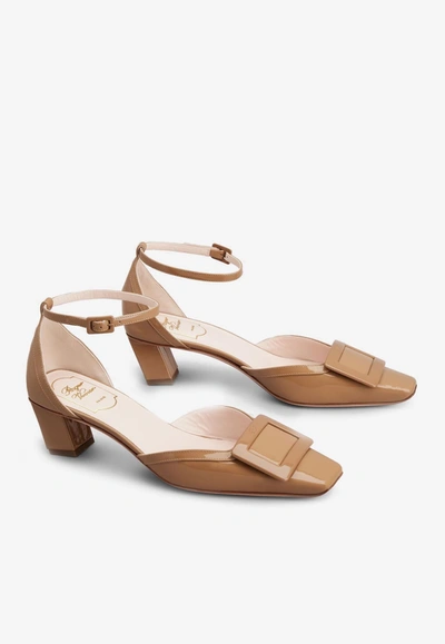 Roger Vivier Belle Vivier 45 Lacquered Buckle Pumps In Patent Leather In Brown