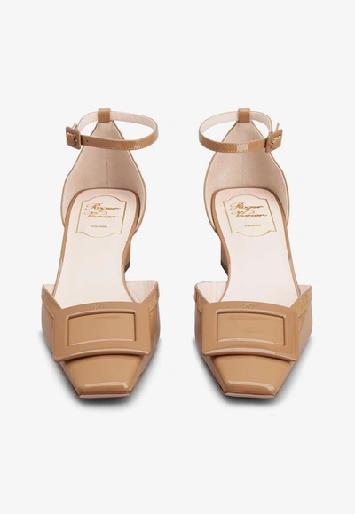 Roger Vivier Belle Vivier 45 Lacquered Buckle Pumps In Patent Leather In Brown