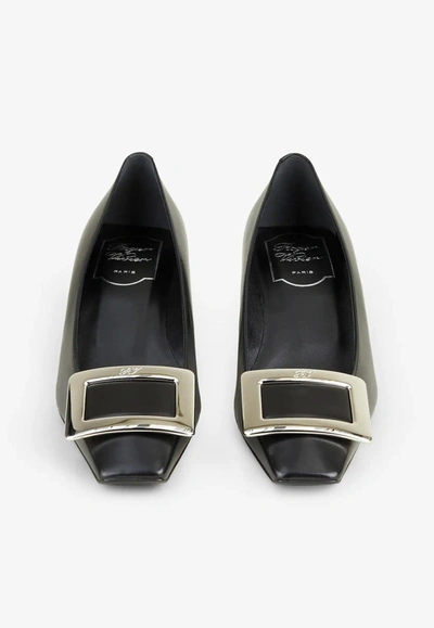 Roger Vivier Black Calfskin Pumps With Buckle And Wide Heel In Black