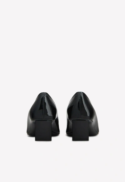 Roger Vivier Black Calfskin Pumps With Buckle And Wide Heel In Black