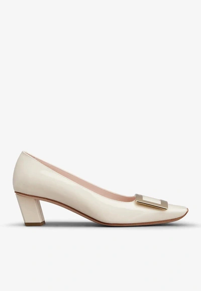 Roger Vivier Belle Vivier 45 Mother-of-pearl Buckle Pumps In Leather In Off-white
