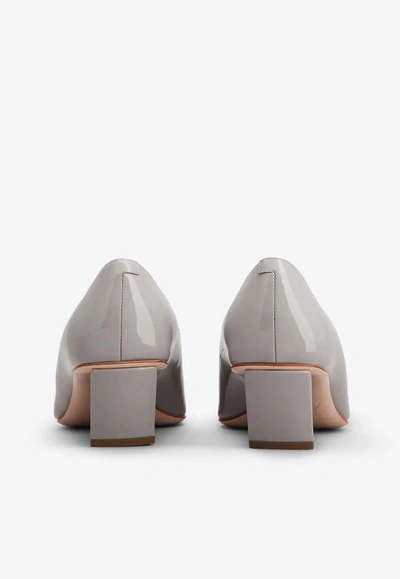 Roger Vivier Belle Vivier 45 Metal Buckle Pumps In Patent Leather In Gray