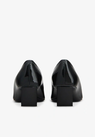 Roger Vivier Black Calfskin Pumps With Buckle And Wide Heel In Black