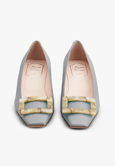 Shop Roger Vivier Belle Vivier 45 Mother-of-pearl Buckle Pumps In Leather In Gray