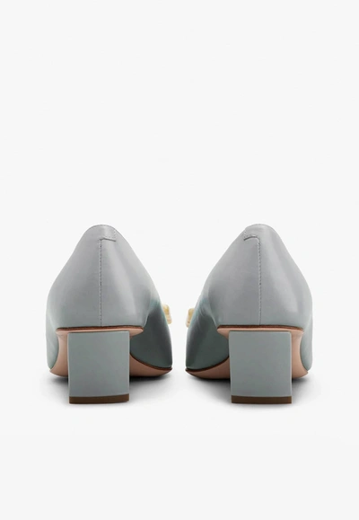 Shop Roger Vivier Belle Vivier 45 Mother-of-pearl Buckle Pumps In Leather In Gray