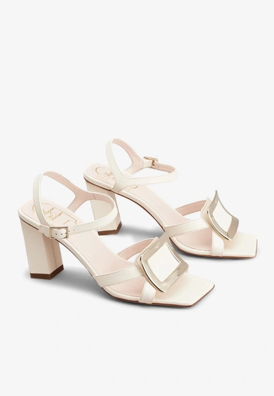 Roger Vivier Belle Vivier 75 Metal Buckle Sandals In Nappa Leather In White