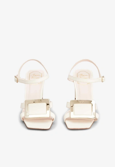 Shop Roger Vivier Belle Vivier 75 Metal Buckle Sandals In Nappa Leather In White