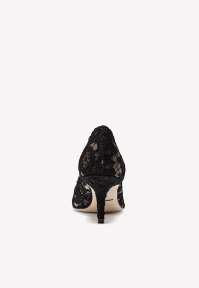 Shop Dolce & Gabbana Bellucci 60 Crystal-embellished Pumps In Taormina Lace In Black