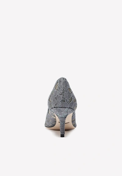 Shop Dolce & Gabbana Bellucci 60 Lace Pumps With Brooch Detail In Gray