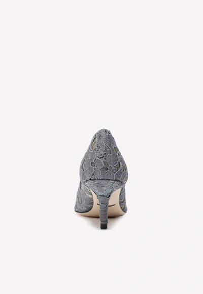 Dolce & Gabbana Bellucci 60 Lace Pumps With Brooch Detail In Gray