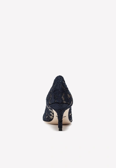 Shop Dolce & Gabbana Bellucci 60 Lace Pumps With Brooch Detail In Navy