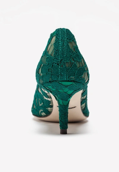 Dolce & Gabbana Crystal-embellished Corded Lace Pumps In Green