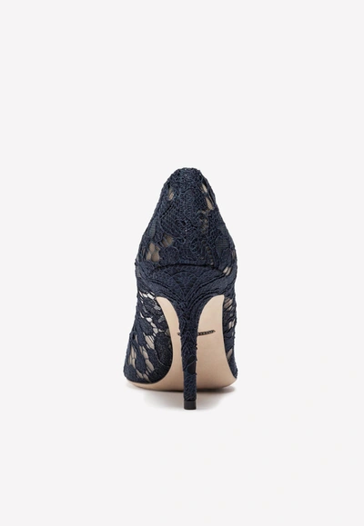 Shop Dolce & Gabbana Bellucci 90 Crystal-embellished Pumps In Taormina Lace In Blue