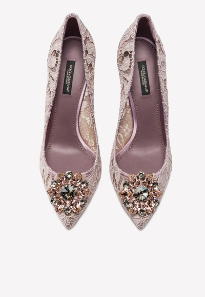 Dolce & Gabbana Bellucci 90 Taormina Lace Pumps With Brooch Detail In Blush