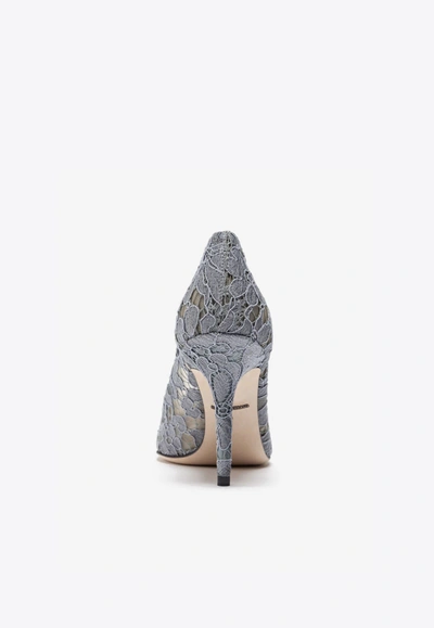 Shop Dolce & Gabbana Bellucci 90 Taormina Lace Pumps With Crystal Detail In Gray