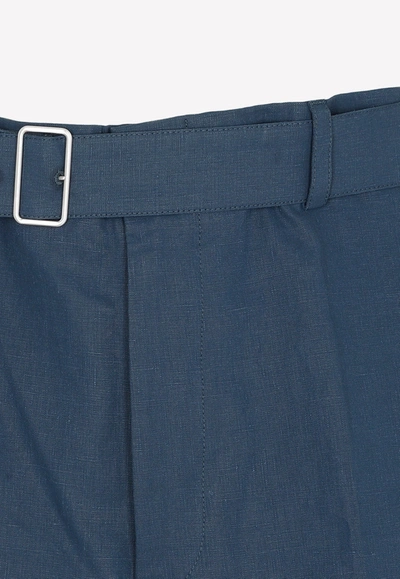 Shop Jil Sander Belted Long Shorts In Blue