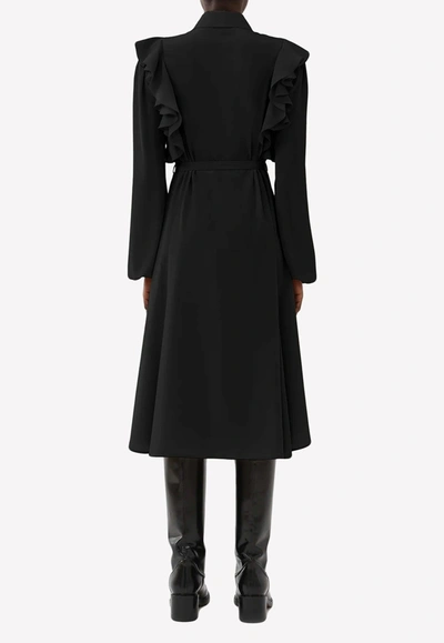 Shop Chloé Belted Midi Shirt Dresses In Silk In Black