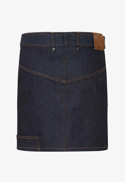 Shop Tom Ford Belted Mini Denim Skirt In Blue