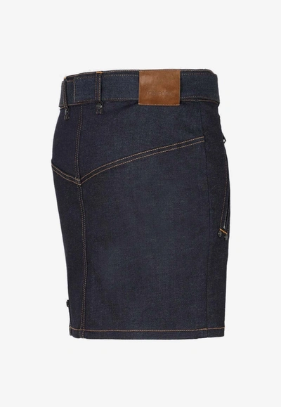 Shop Tom Ford Belted Mini Denim Skirt In Blue
