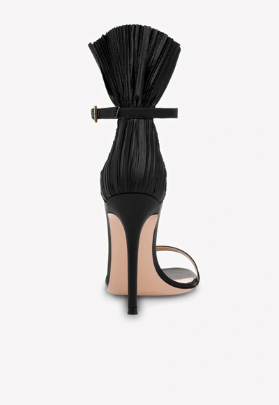 Shop Gianvito Rossi Belvedere 105 Satin Sandals With Frill Detail In Black