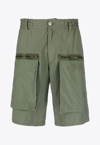 Shop Moschino Bermuda Cargo Shorts In Green