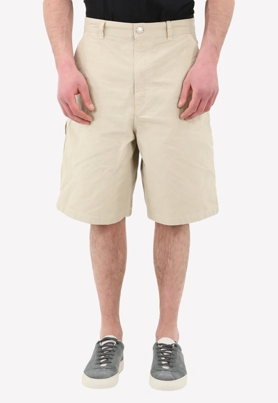 Shop Ami Alexandre Mattiussi Bermuda Casual Shorts In Beige