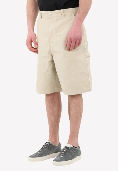 Shop Ami Alexandre Mattiussi Bermuda Casual Shorts In Beige