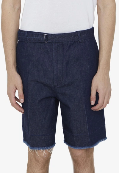 Shop Lanvin Bermuda Denim Shorts In Blue