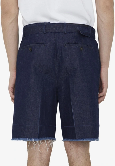 Shop Lanvin Bermuda Denim Shorts In Blue