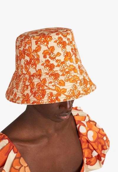 Shop Etro Berry Print Bucket Hat In Orange