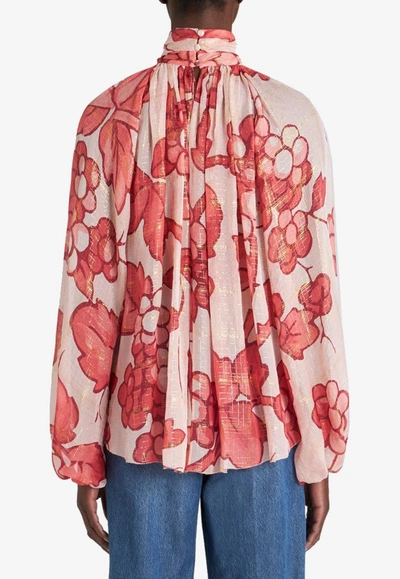 Shop Etro Berry Print Georgette Blouse In Pink
