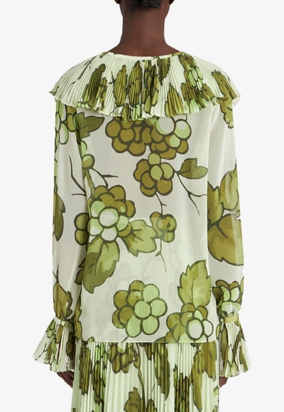 Shop Etro Berry Print Georgette Top In Green