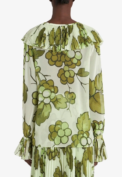 Etro Top With Pleated Ruffle In Green