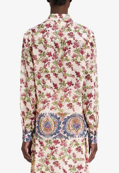 Shop Etro Berry Print Georgette Top In Multicolor