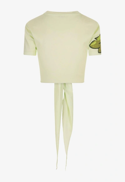 Etro Berry-print Knotted T-shirt In Green