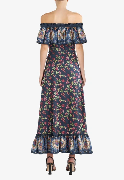 Etro Garden Party Off-shoulder Maxi Dress In Multicolor