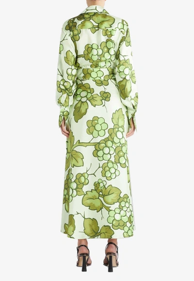 Etro Belted Printed Silk-twill Maxi Wrap Dress In Green