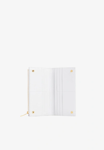 Shop Bottega Veneta Bi-fold Intrecciato Leather Zip Wallet In White