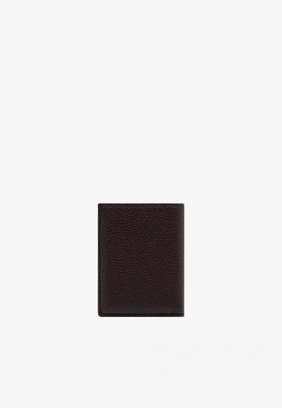Shop Tom Ford Bi-fold Leather Cardholder In Brown