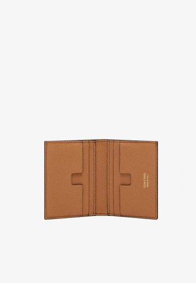 Shop Tom Ford Bi-fold Leather Cardholder In Brown