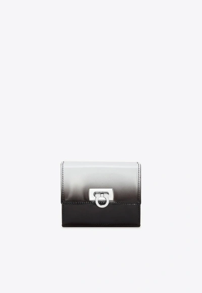 Shop Ferragamo Bi-fold Ombre French Wallet In Calf Leather In Monochrome
