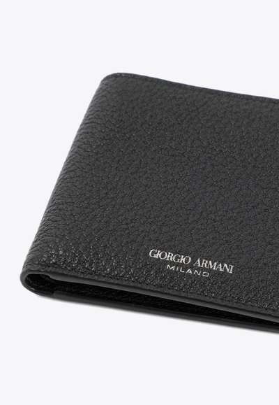 Shop Giorgio Armani Bi-fold Wallet In Grained Leather In Black