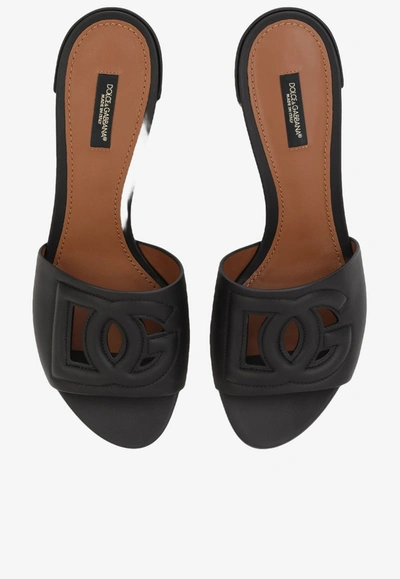 Dolce & Gabbana Bianca 40 Dg Millenials Open Mules In Calfskin In Black
