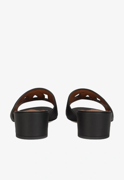 Dolce & Gabbana Bianca 40 Dg Millenials Open Mules In Calfskin In Black