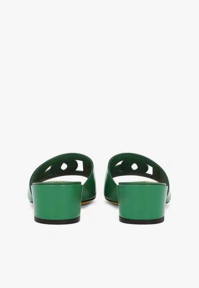 Dolce & Gabbana Bianca Dg-logo Mules In Green