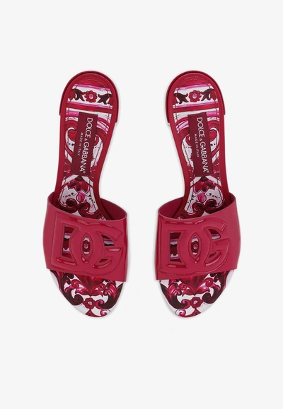 Shop Dolce & Gabbana Bianca 45 Patent Leather Dg Mules In Fuchsia